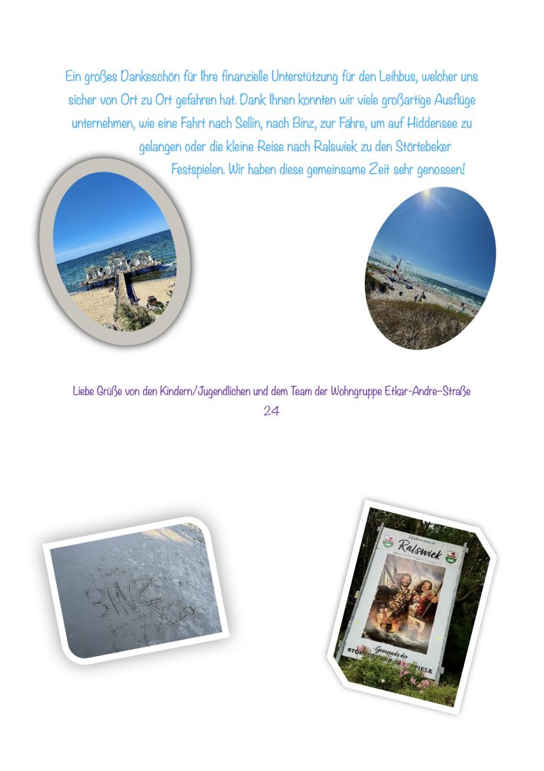 Dankesschreiben für Ferienfahrt